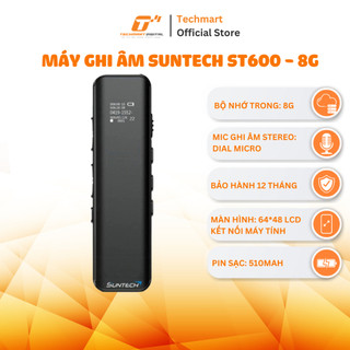 Máy ghi âm suntech st600 - 8g, mic ghi âm stereo: dual micro, có loa ngoài, màn hình: 64*48 lcd | techmart