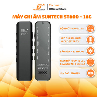 Máy ghi âm Suntech ST600 - 16G, mic ghi âm Stereo dual micro, kết nối máy tính có USB 2.0 | TECHMART