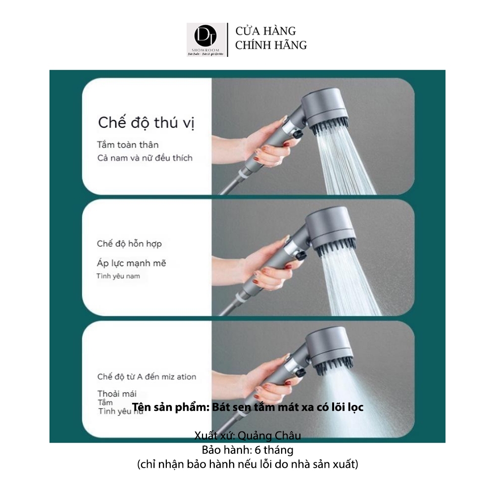 Bát Hoa Sen Mát Xa 3 Chế Độ Áp Suất Cao Tiết Kiệm Nước - Lõi Cotton Lọc Cho Nhà Tắm