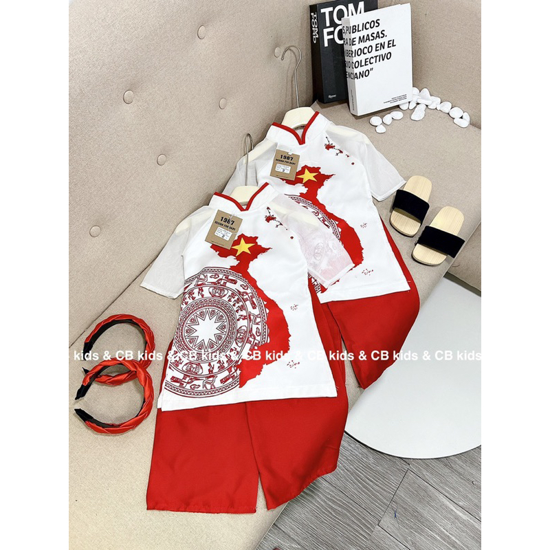 Set áo dài cho bé tặng kèm cài tóc