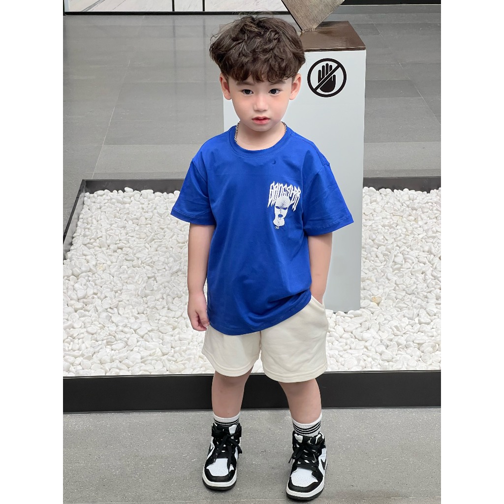 Áo Gangster in nổi 2 mặt cho bé