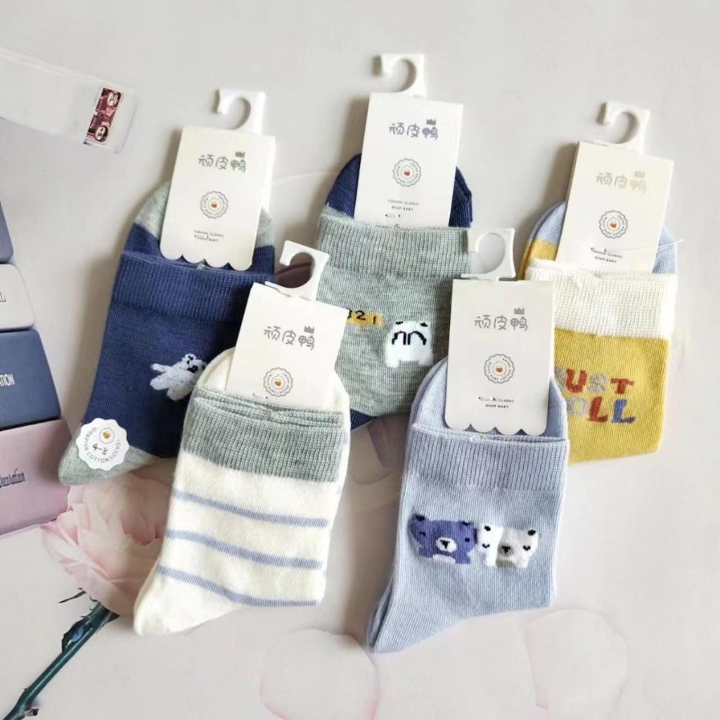 Tất Chân Cao Cổ Thoáng Khí In Họa Tiết Đáng Yêu Cho Bé Trai Và Bé Gái