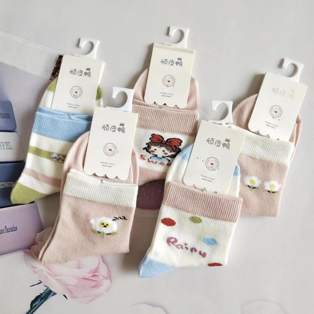 Tất Chân Cao Cổ Thoáng Khí In Họa Tiết Đáng Yêu Cho Bé Trai Và Bé Gái