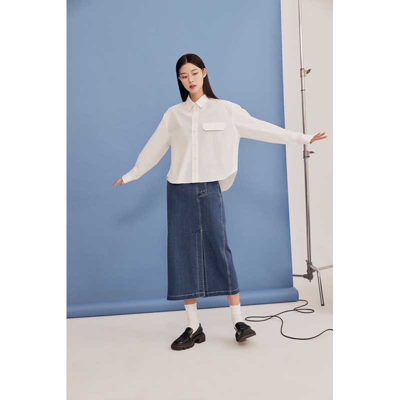 Áo sơ mi dài tay crop Atg xuất Hàn date 2023