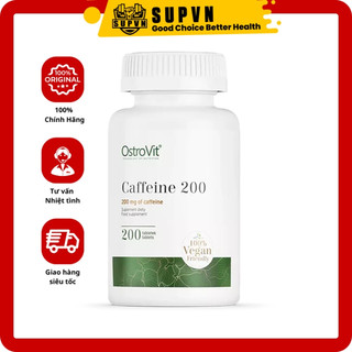Caffeine 200mg Ostrovit - Viên uống giúp tỉnh táo tập trung tinh thần trong lúc tập luyện 110 viên