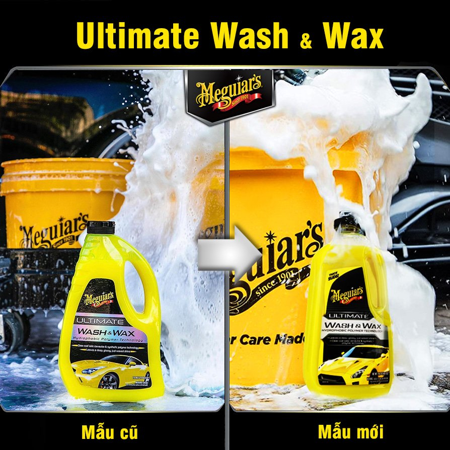 Meguiar's Xà phòng rửa xe có chất tạo bóng dòng cao cấp Ultimate - Wash & Wax, G17748, 1,4L