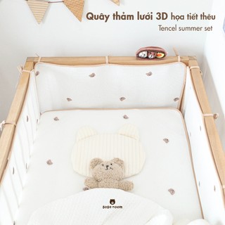 Set quây lưới, thảm lưới 3D cho cũi bé, siêu thông thoáng chống ngạt