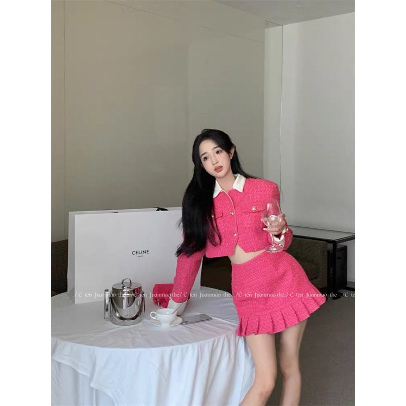 Set váy dạ hồng đuôi cá hàng order 10 ngày
