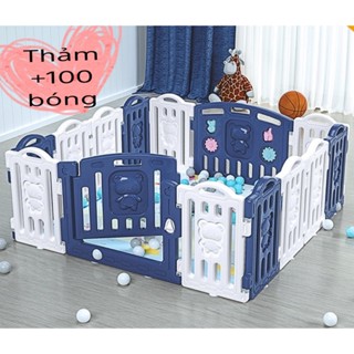 Quây cũi Gấu ghép dành cho bé Kích thước nhỏ từ 1m2 _ Tặng kèm bé 100 bóng và thảm.
