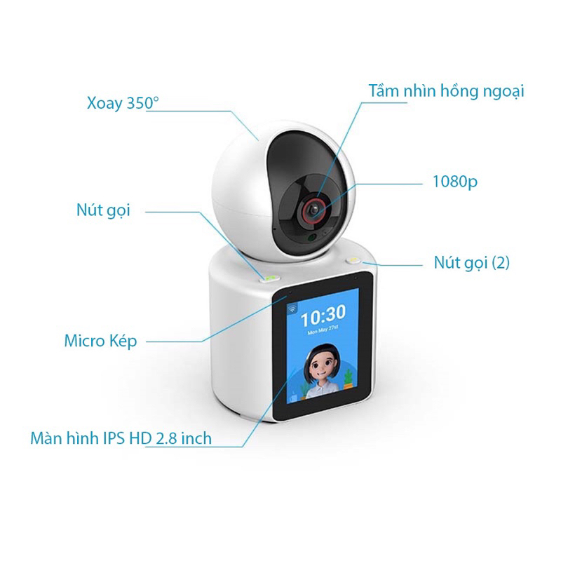 Camera Wifi giám sát có màn hình C30 - gọi video trực tiếp - Siêu nét 2K | BigBuy360 - bigbuy360.vn
