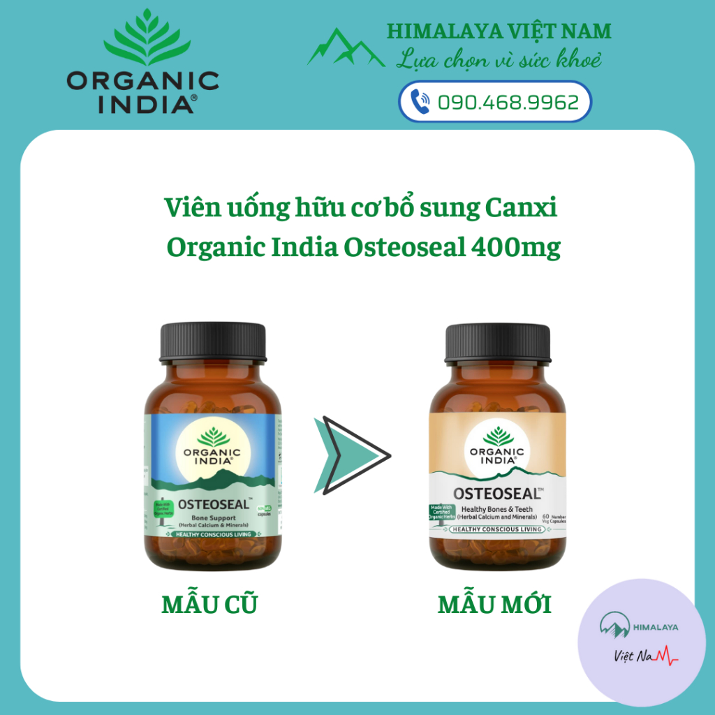 Organic India Osteoseal- Viên uống bổ sung Canxi 400mg