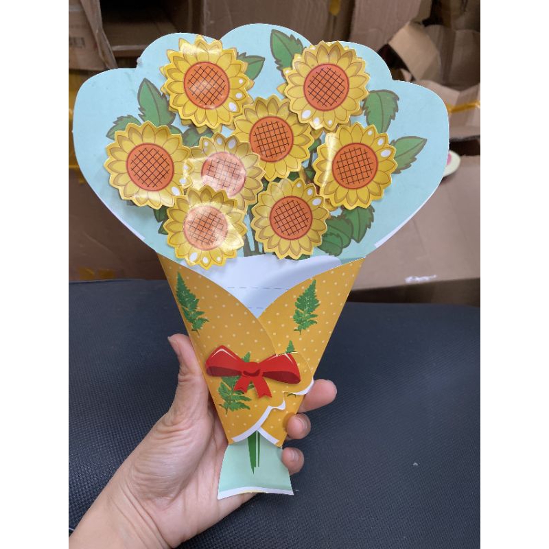 Thiệp hoa 3d tặng 8/3/, 20/10 kèm thêm hoa mic 4 mẫu