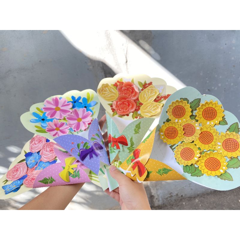 Thiệp hoa 3d tặng 8/3/, 20/10 kèm thêm hoa mic 4 mẫu