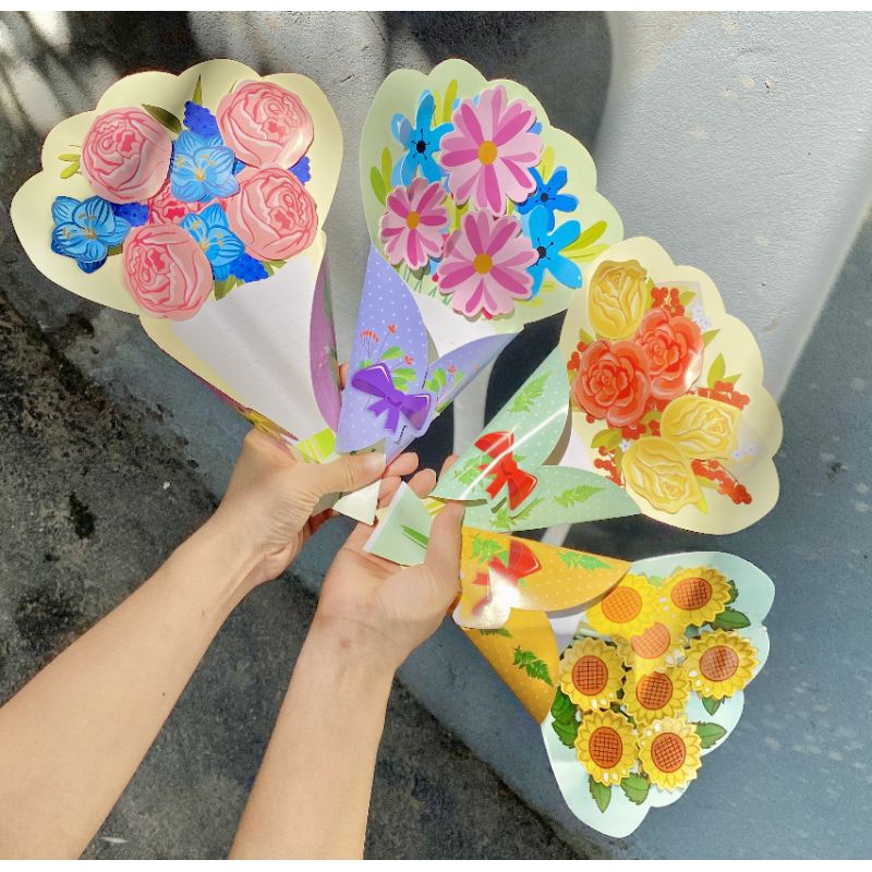 Thiệp hoa 3d tặng 8/3/, 20/10 kèm thêm hoa mic 4 mẫu