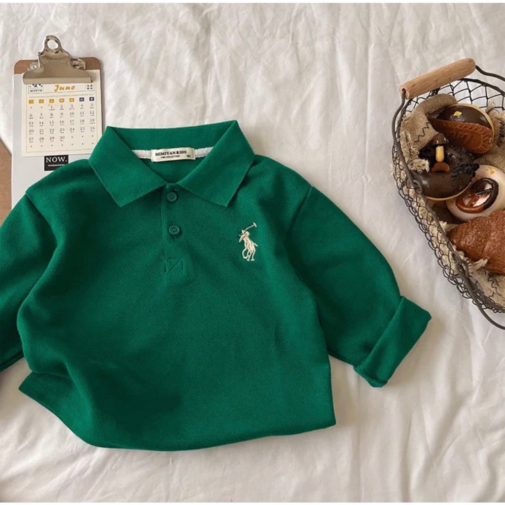 Áo Polo, Áo Dài Tay Thu Đông Chất Liệu Cotton Mềm Mịn Cho Bé Từ 8 đến 36Kg Thời Trang Trẻ Em Poskids