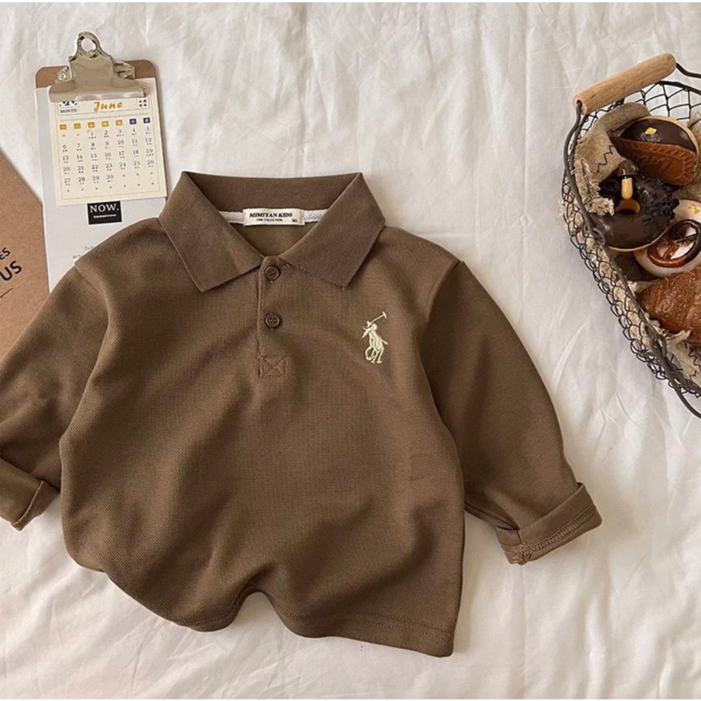 Áo Polo, Áo Dài Tay Thu Đông Chất Liệu Cotton Mềm Mịn Cho Bé Từ 8 đến 36Kg Thời Trang Trẻ Em Poskids