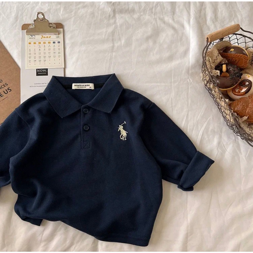 Áo Polo, Áo Dài Tay Thu Đông Chất Liệu Cotton Mềm Mịn Cho Bé Từ 8 đến 36Kg Thời Trang Trẻ Em Poskids
