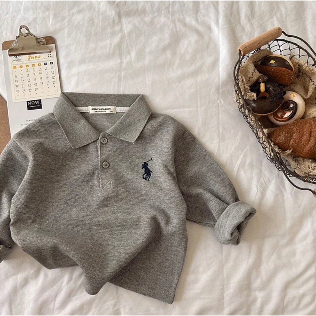 Áo Polo, Áo Dài Tay Thu Đông Chất Liệu Cotton Mềm Mịn Cho Bé Từ 8 đến 36Kg Thời Trang Trẻ Em Poskids