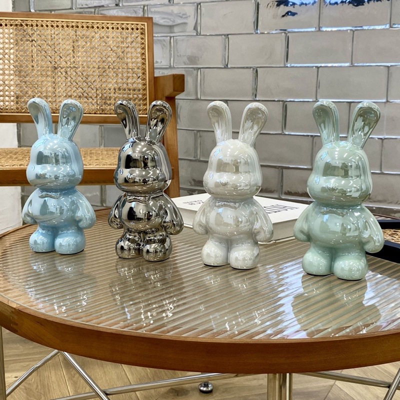 Ống Heo Tiết Kiệm Bằng Gốm Hình Thỏ  Trang Trí Phòng Khách, phòng Ngủ