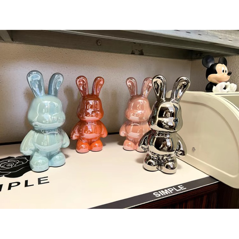 Ống Heo Tiết Kiệm Bằng Gốm Hình Thỏ  Trang Trí Phòng Khách, phòng Ngủ