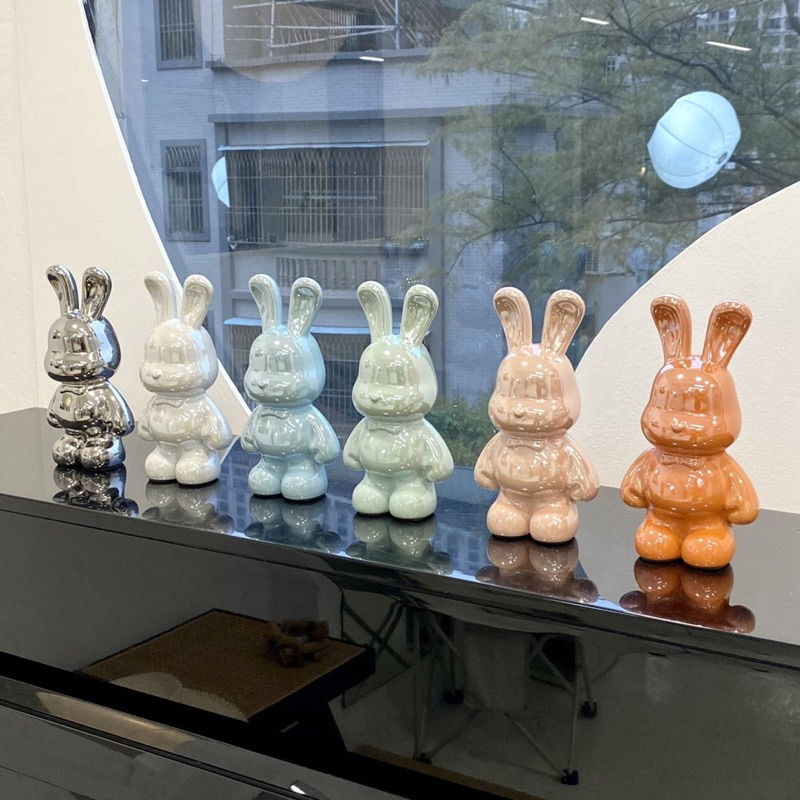 Ống Heo Tiết Kiệm Bằng Gốm Hình Thỏ  Trang Trí Phòng Khách, phòng Ngủ