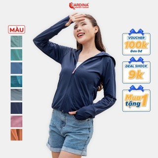 Áo Chống Nắng Nữ 𝐂𝐀𝐑𝐃𝐈𝐍𝐀 2 Lớp Chất Thun Lạnh Nhật Cao Cấp Viền Thể Thao Chống Tia UV 2NF02