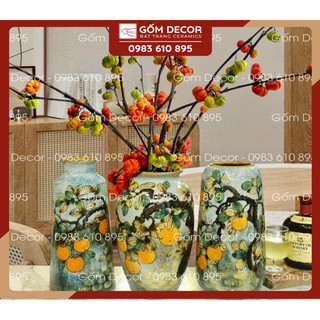 Bình cắm hoa, trang trí decor nhà cửa, bình hoa vẽ tay thủ công gốm bát tràng