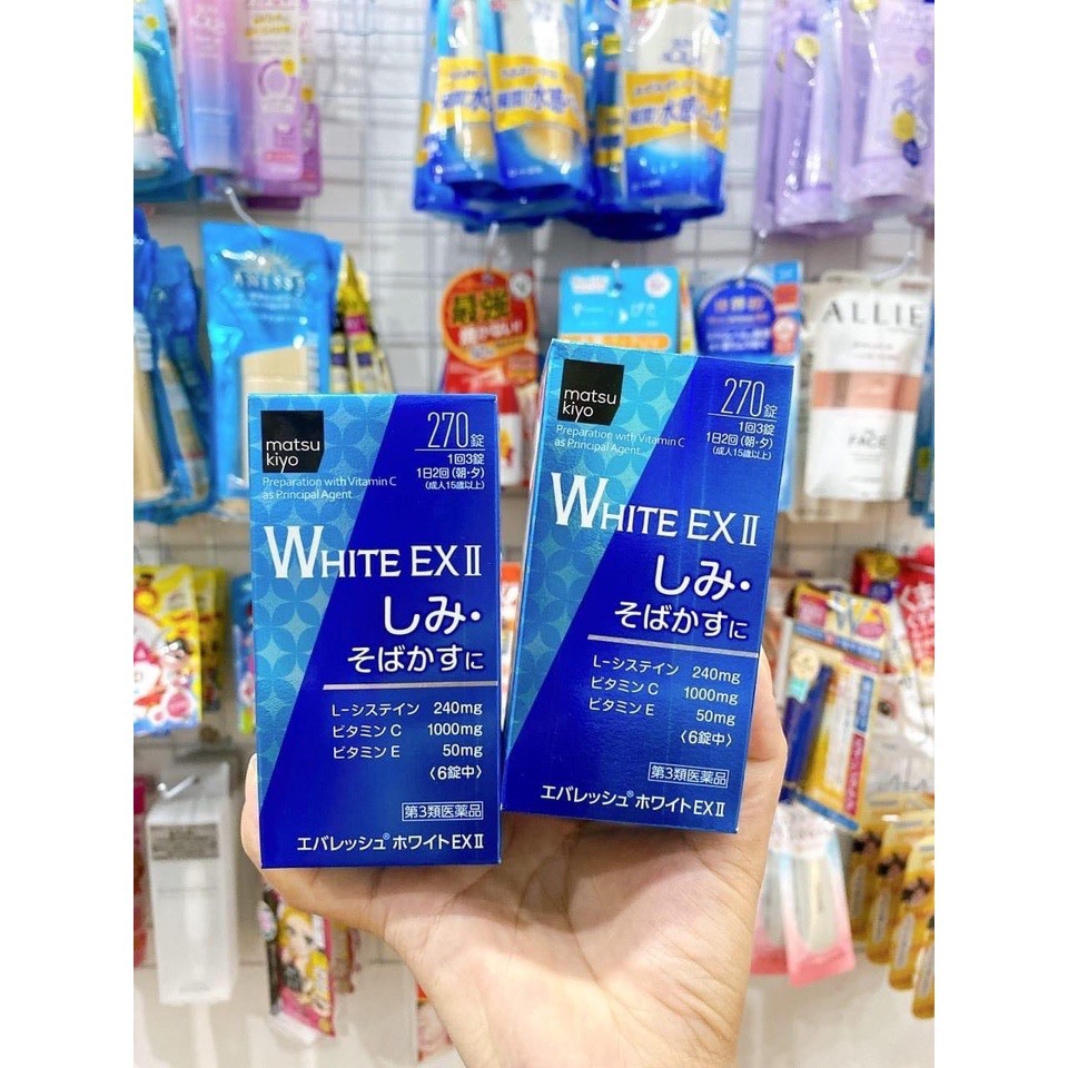 Viên Trắng Da White EX II 270 Viên [NỘI ĐỊA NHẬT] giúp da trắng sáng, chống lão hóa, hạn chế tia UV
