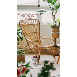 Ghế Mây song Tựa Lưng Cao decor ban công đọc sách, trang trí phòng khách, phòng ngủ - NKT