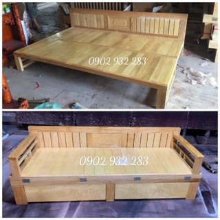 Sofa giường, giường gấp thành ghế gỗ sồi cau - ghế giường thông minh 2 trong 1