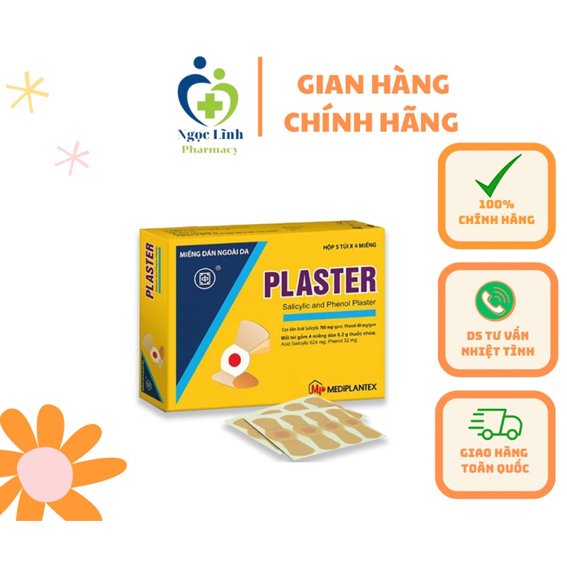 Miếng dán mụn cơm, mụn cóc PLASTER ( hộp 5 túi * 4 miếng)