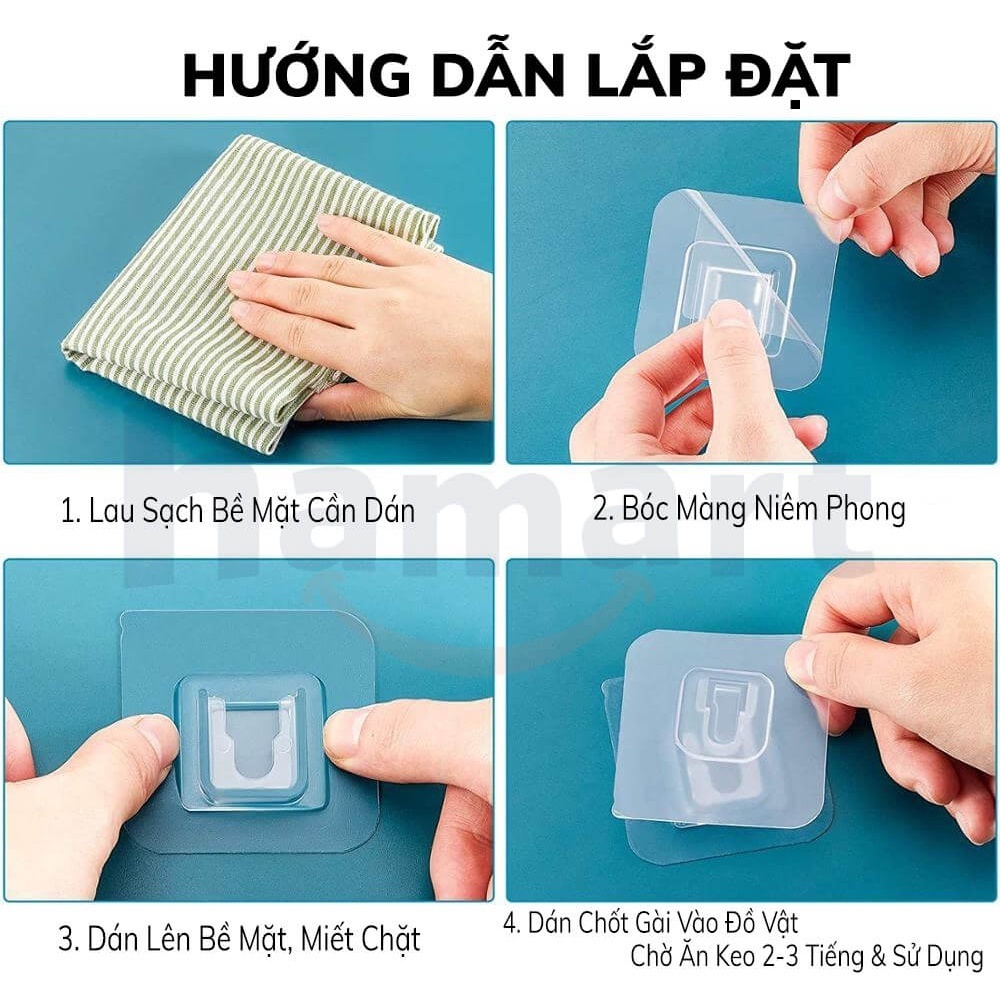 Miếng Dán Kệ Nhựa Vuông Thay Thế Kệ Dán Tường Nhà Tắm, Nhà Bếp, Khay Xà Bông Hình Chữ U Đa Năng
