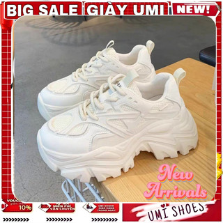 [MỚI] Giày thể thao buộc dây nâng độn đế cao 5cm mới đơn giản cá tính trẻ trung năng động màu đen/kem/xám dễ phối đồ đẹp