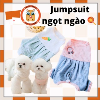 jumsuit (áo liền quần) y tế che bụng sát nách thêu carrot / kẹo que dành cho chó mèo