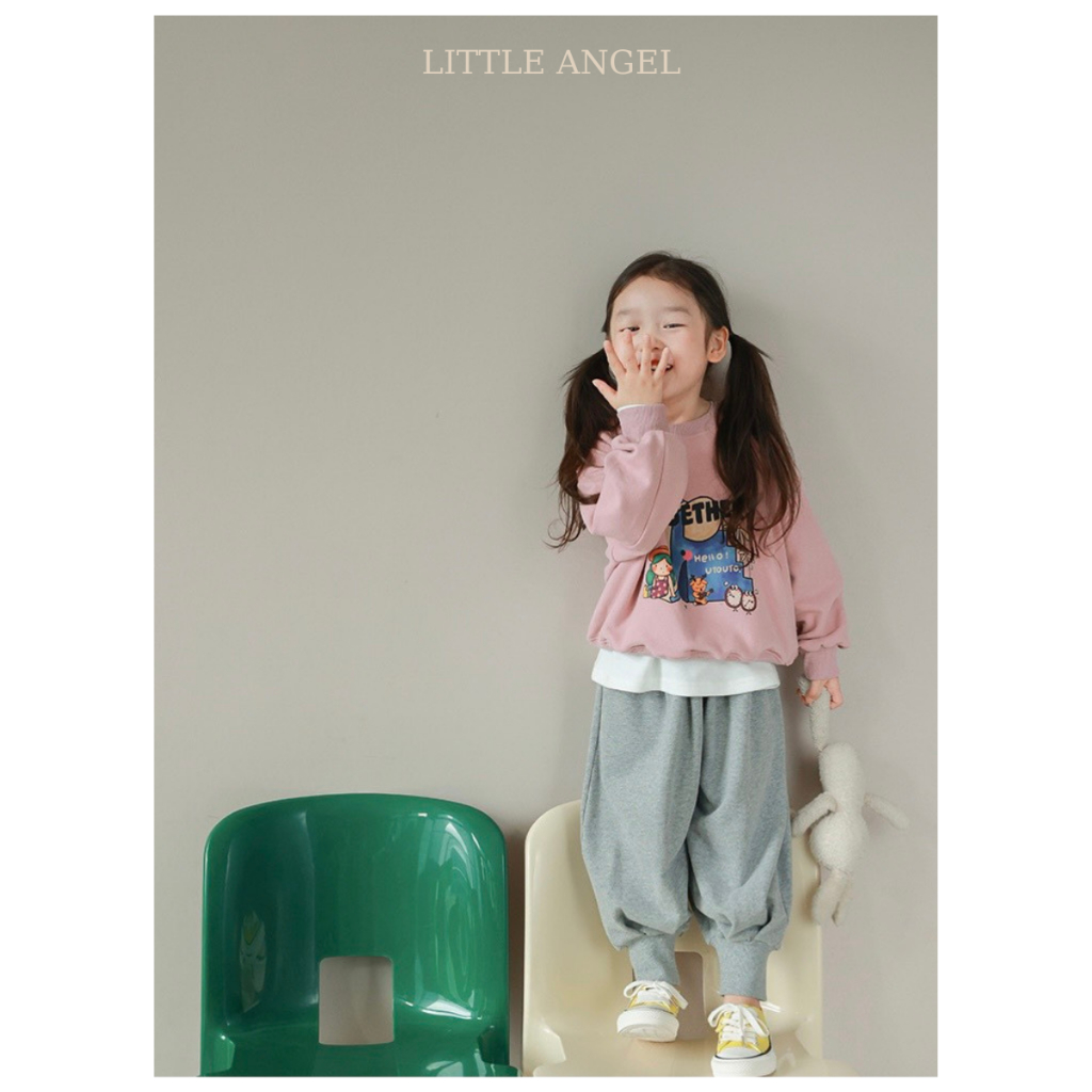 Set bộ quần áo nỉ cho bé gái mùa Thu Đông phong cách cá tính dễ thương size 12-45kg