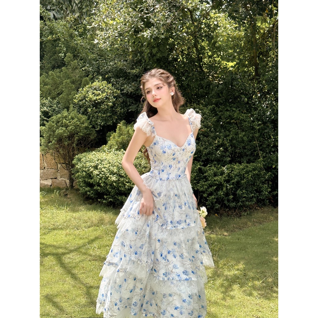 SÒ VINTAGE - SOFIE Đầm maxi hai dây phối ren