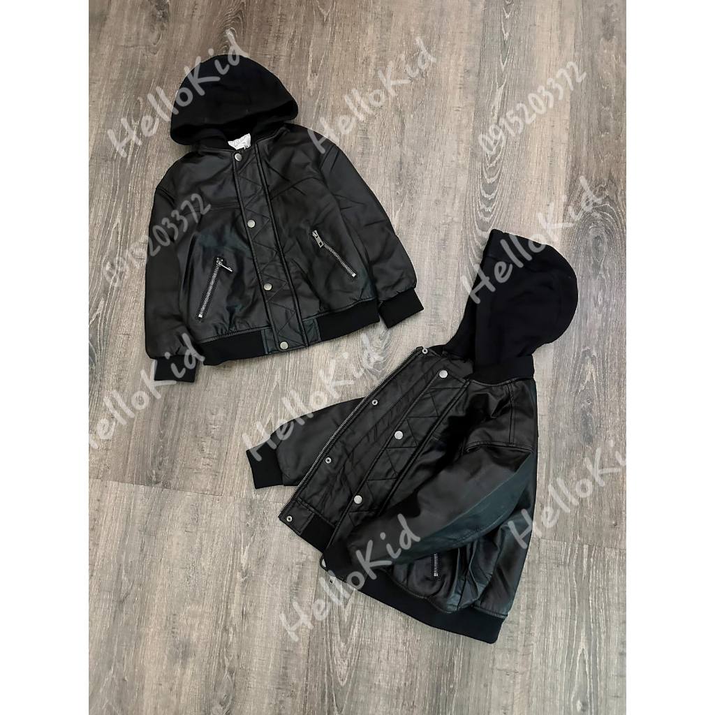 Áo khoác da zr kèm mũ nỉ cho bé