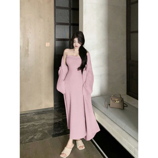 Set váy nữ thu đông sang chảnh QCCC Váy body cúp ngực dáng dài + áo choàng dài tay  loại 1