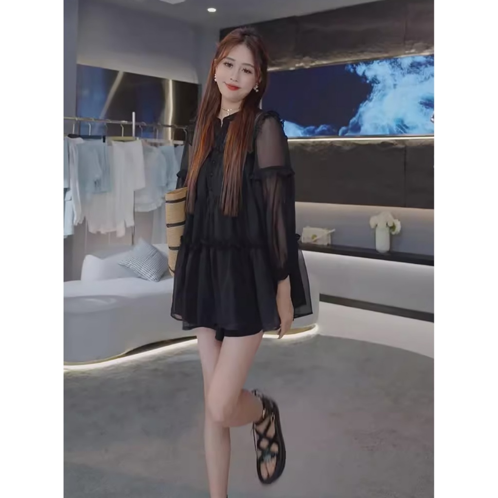 SET VOAN ÁO VIỀN BÈO QUẦN NGẮN 2118