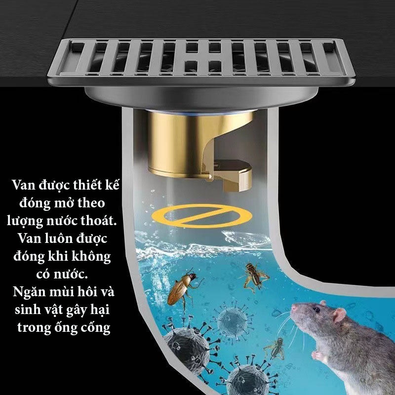 Nắp Bịt Cống Thoát Nước Ngăn Mùi, Phễu Thoát Sàn Chống Côn Trùng Trong Nhà Vệ Sinh, Nhà Tắm Bii HOUSE
