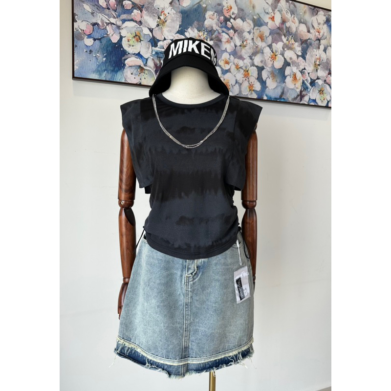 Áo thun loang rút eo kèm dây chuyền hàng qccc loại 1