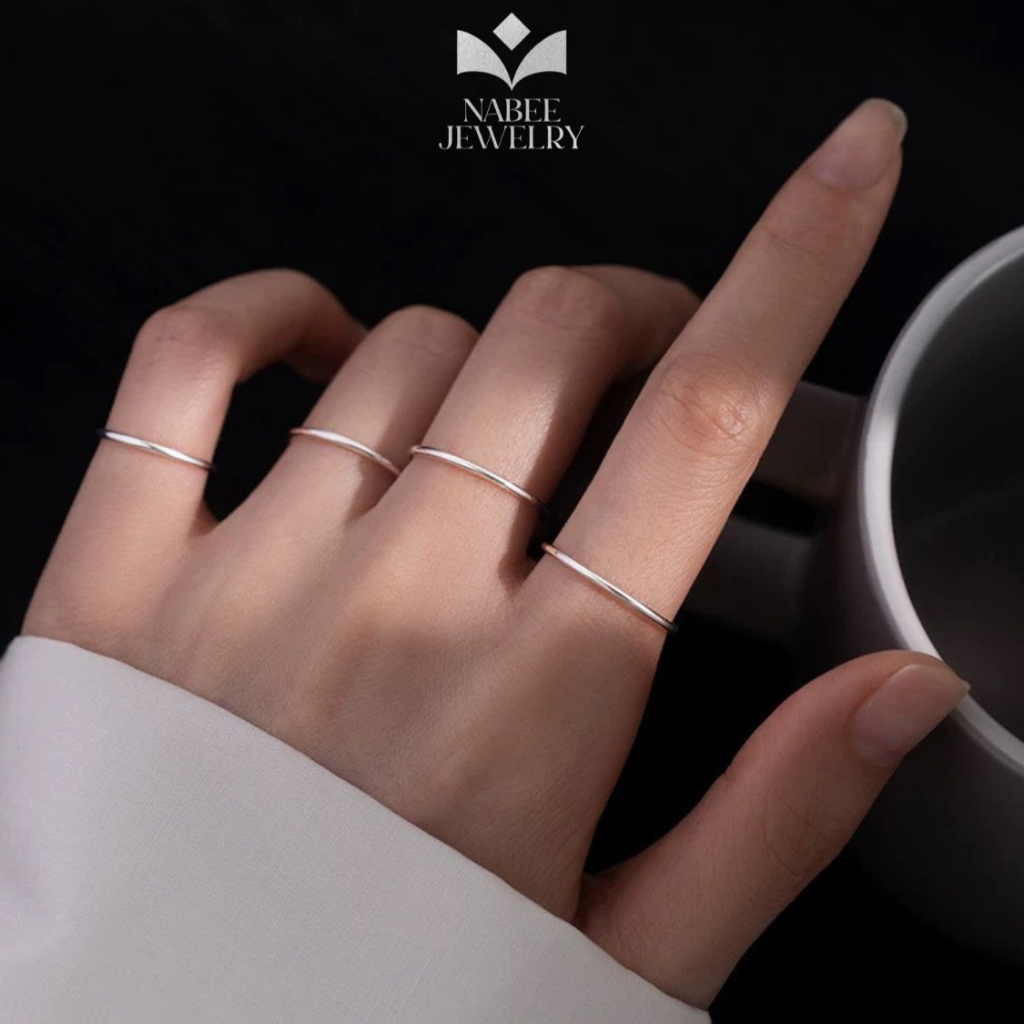 Nhẫn bạc nữ đơn giản , phụ kiện trang sức trơn Nabee Jewelry