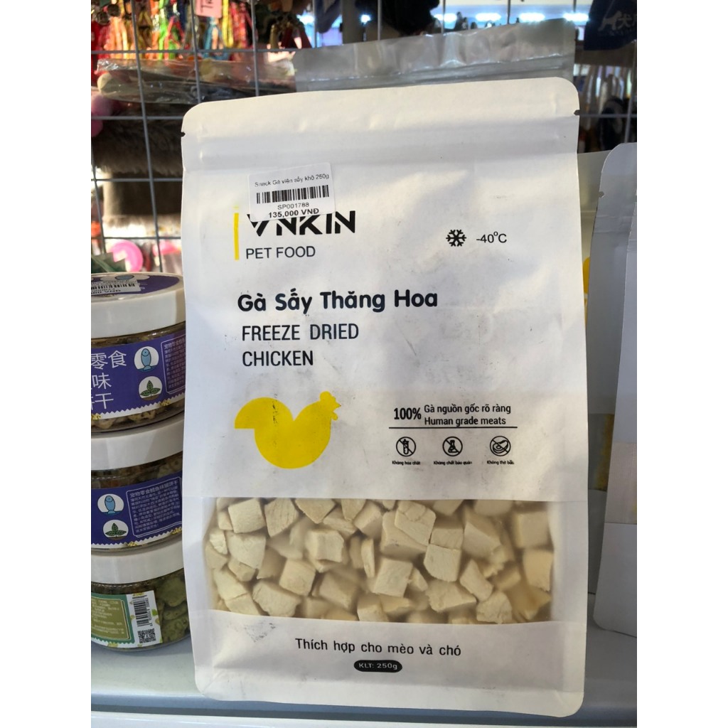 Snack gà viên sấy khô túi công ty 250g 500g cho chó mèo