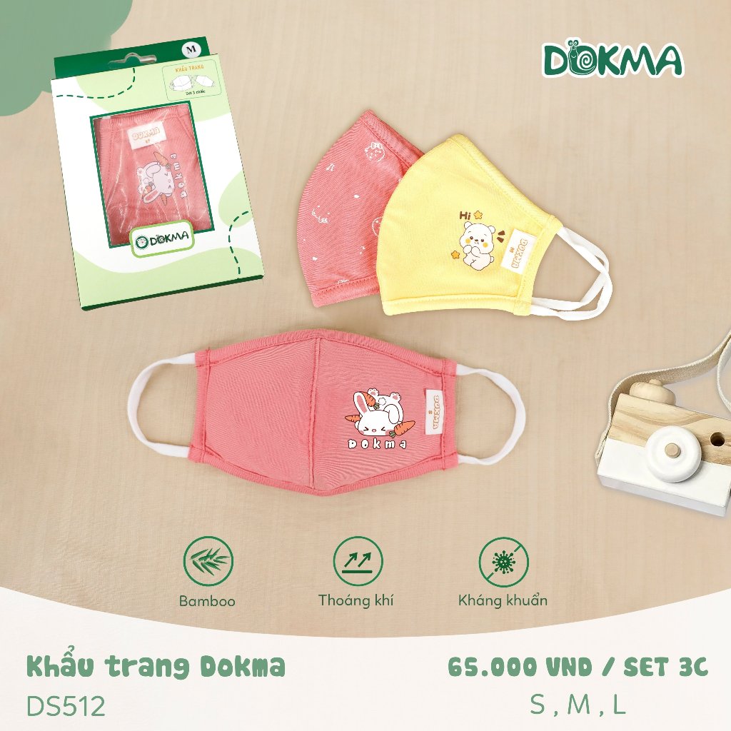 Dokma Khẩu Trang Cho Bé Trai Và Bé Gái Vải Sợi Tre Kháng Khuẩn Siêu Mềm Thoáng Mát Cho Bé Từ 3 Tháng Đến 3 Tuổi