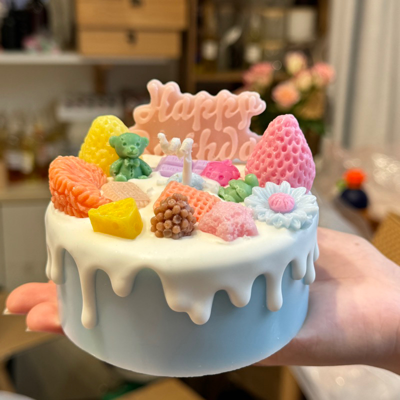 Nến thơm handmade bánh kem hoa quả (kèm hộp và túi)