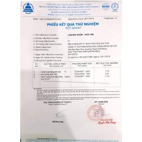 Siêu tẩy nhôm inox vmc/chai 1kg