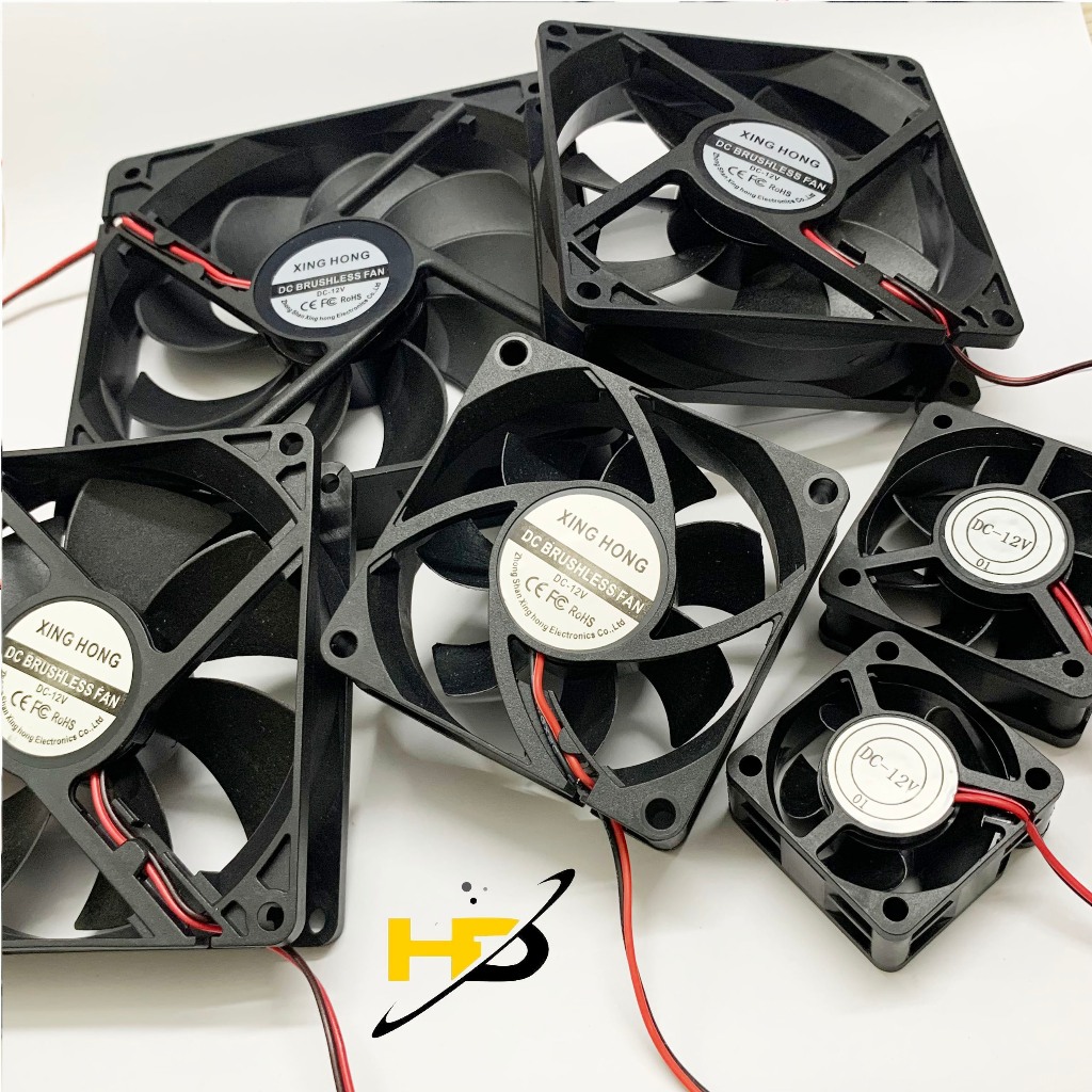 Quạt Tản Nhiệt Vuông 12VDC Kích Thước 4x4x2cm, 5x5x2cm,... 12x12x2.5cm, Quạt Thông Gió Loại Tốt