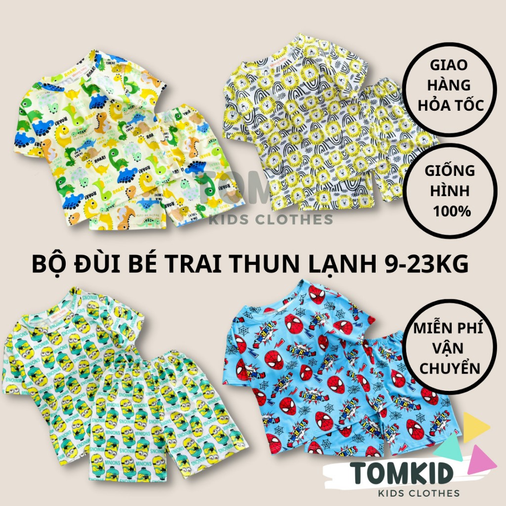 Đồ bộ cho bé trai bộ bé trai chất thun lạnh THOÁNG KHÍ 9-23kg Tomkids