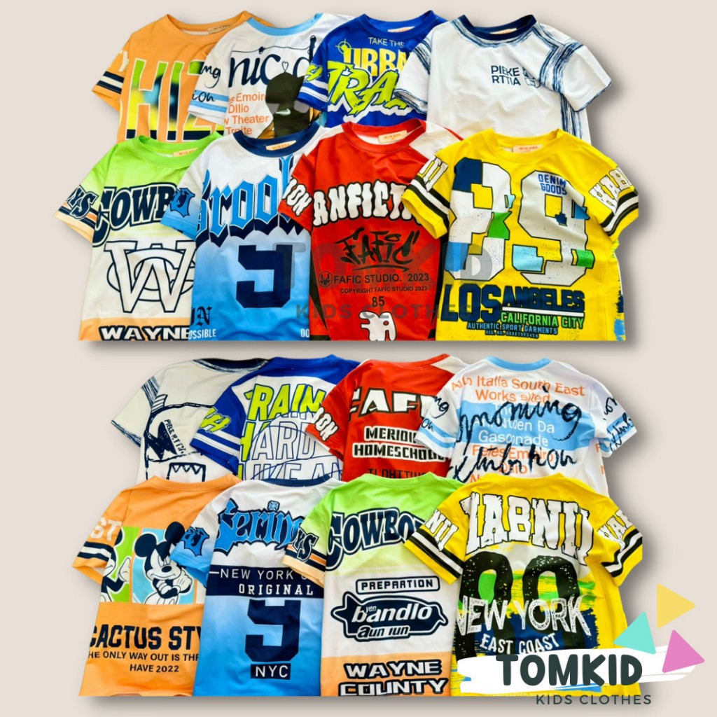 Bộ tay ngắn quần dài bé trai, đồ bộ cho bé chất thun lạnh giả jean 15-42KG TomKids