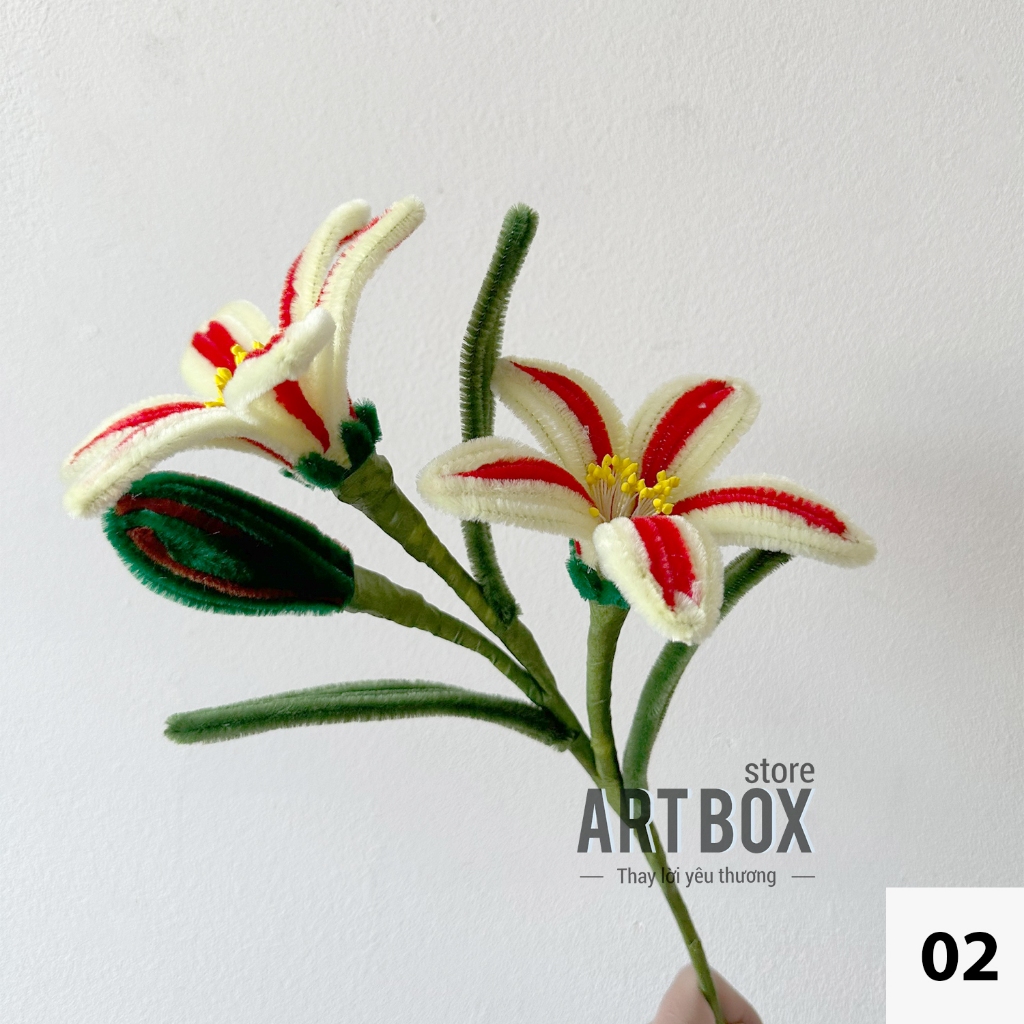 Hoa kẽm nhung làm sẵn cành nhiều mẫu, hoa ly, hoa tulip - Shop điện nước 49